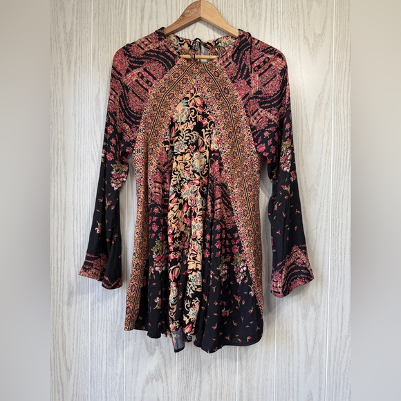 Free People Stevie Printed Tunic, Black Combo, Small Petite EUC - Picture 7 of 7